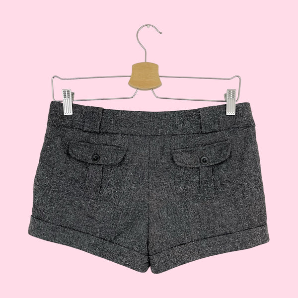 GRAY PLEATED LOW RISE SHORTS (S)