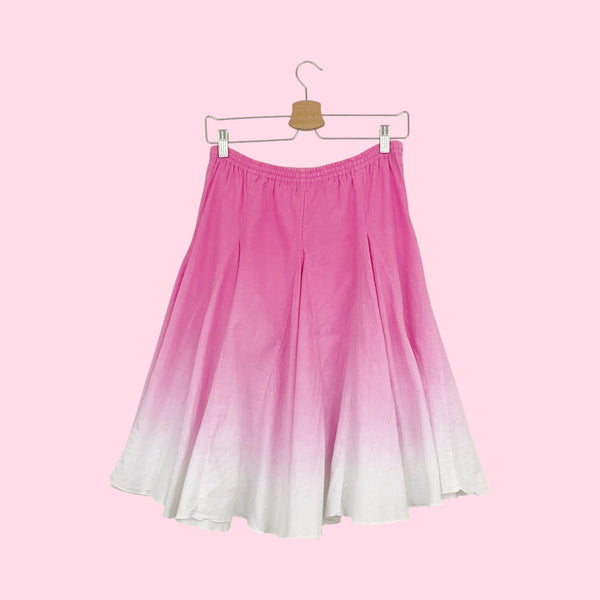 PINK + WHITE OMBRE LINEN MIDI SKIRT (XS/S)