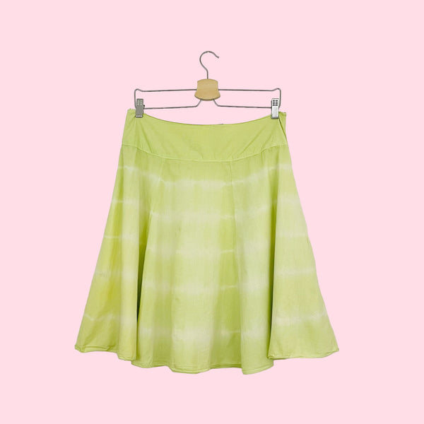 LIME TIE DYE COTTON MIDI SKIRT (L)