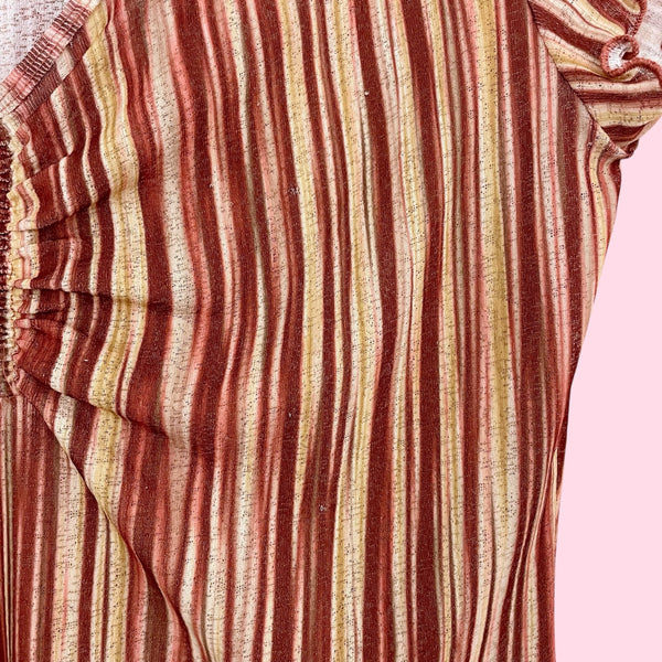 BROWN STRIPED MESH CINCHED TOP (M/L)