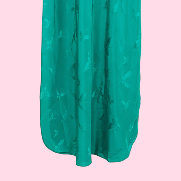 GREEN BUTTERFLY MAXI SLIP DRESS (S)