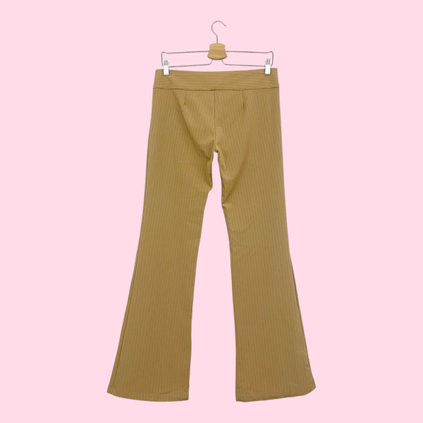 TAN PINSTRIPE LOW RISE OFFICE SIREN PANTS (7)