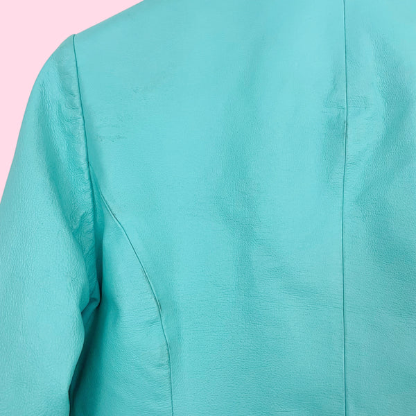 WILSON'S MINT GREEN RUCHED LEATHER JACKET (S)