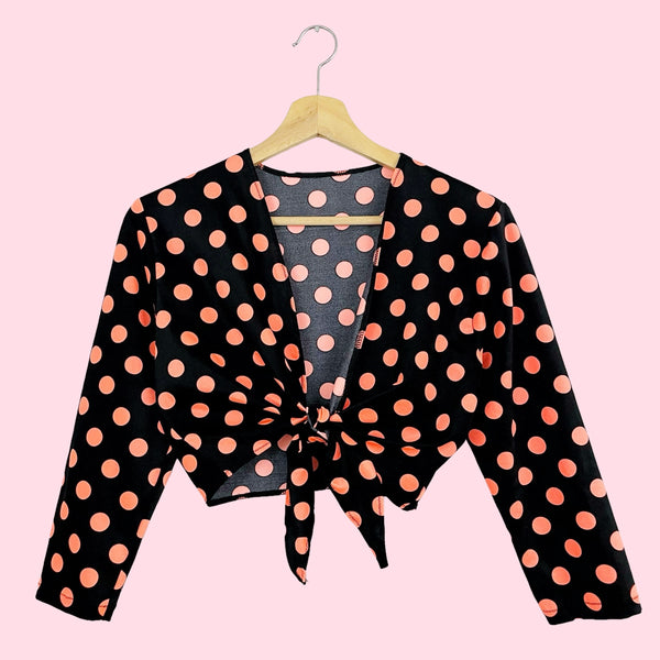 POLKA DOT TIE FRONT CROP TOP (M/L)