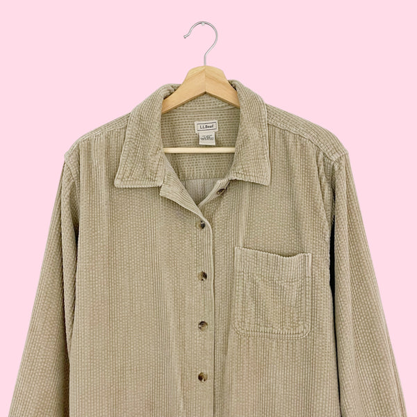 L.L. BEAN TAN CORDUROY OVERSHIRT (L)