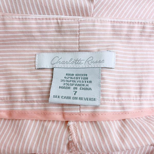 PINK + WHITE STRIPED LOW RISE SHORTS (7)