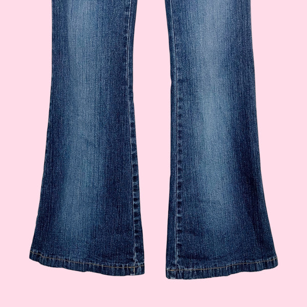 LOW RISE FLARE JEANS W/ SUEDE LACE (S)
