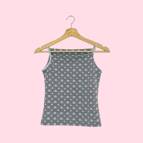 SILVER FLORAL STRETCH TANK (S)