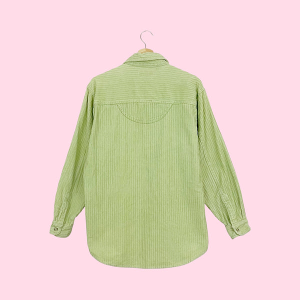 LIGHT GREEN CORDUROY OVERSIZED SHIRT (M)
