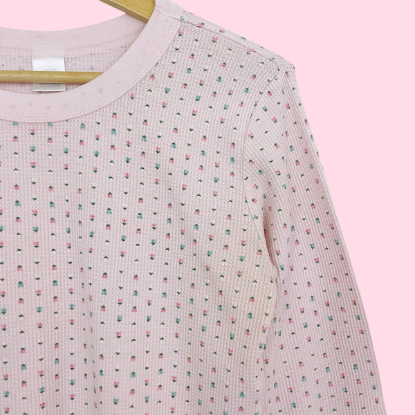 LIGHT PINK FLORAL THERMAL TOP (M)