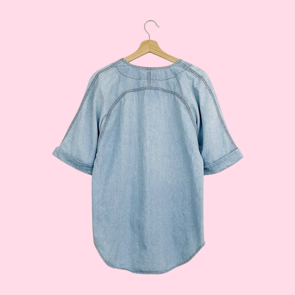 DENIM TOGGLE KNOT BLOUSE (S)
