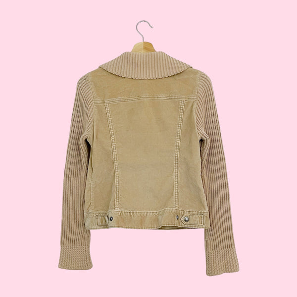 TAN CORDUROY KNIT JACKET (S)