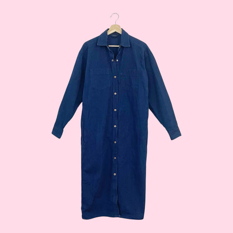 LEVI'S BLUE STRIPED DENIM DUSTER JACKET (M/L)