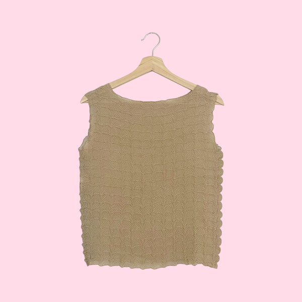 Tan + Cream Wrinkle Blouse (S)