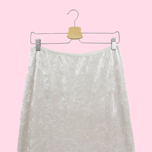 WHITE VELVET MAXI SKIRT (M)