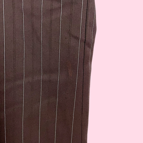 Y2K BROWN PINSTRIPE LOW RISE OFFICE PANTS (4)