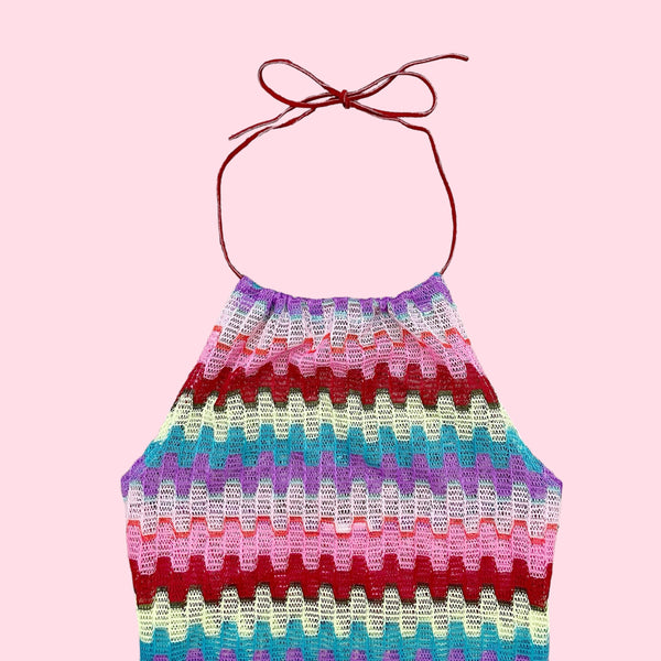 WAVY KNIT HALTER TOP (XXS)