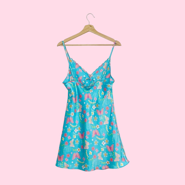 BUTTERFLY FLORAL PRINT SLIP DRESS (M)