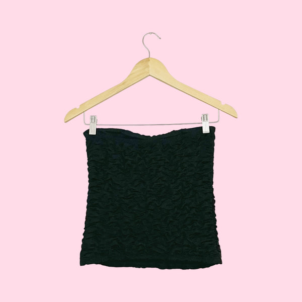 BLACK TEXTURED TUBE TOP (M)