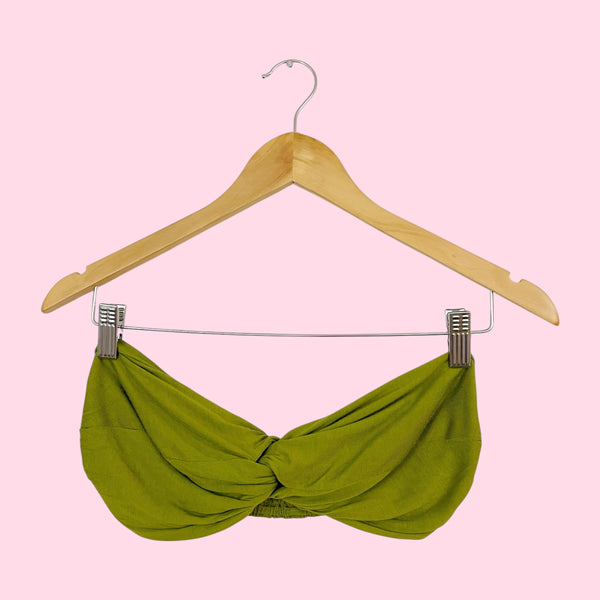 OLIVE GREEN TWIST BANDEAU TOP (L)
