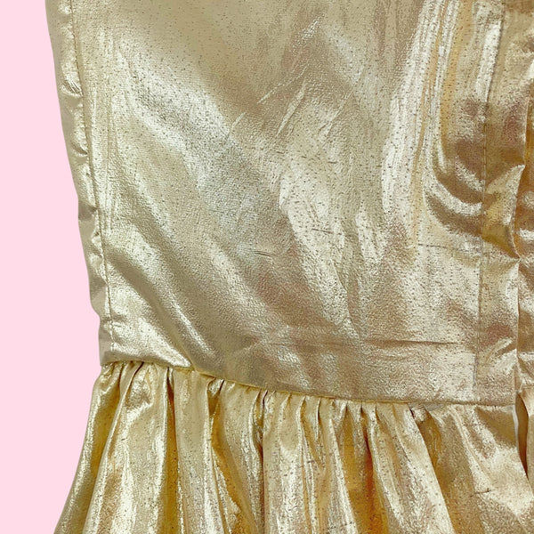 80S LORALIE GOLD STRAPLESS PARTY DRESS (6)