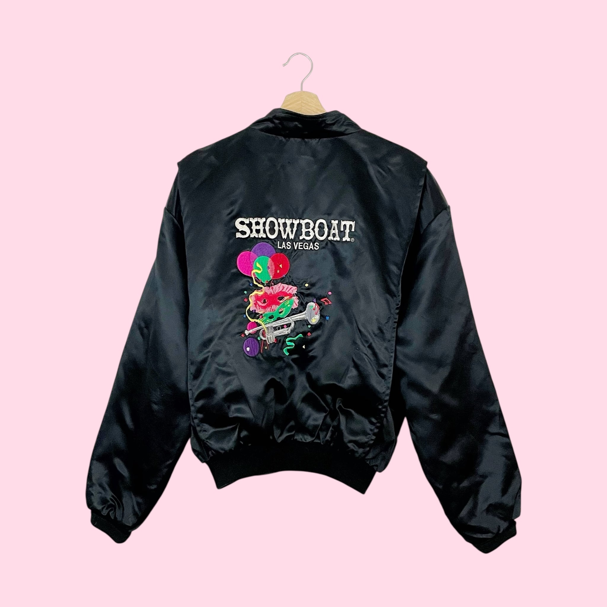 90S SHOWBOAT LAS VEGAS EMBROIDERED SATIN JACKET (L)
