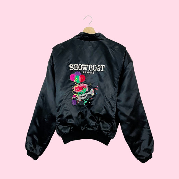 90S SHOWBOAT LAS VEGAS EMBROIDERED SATIN JACKET (L)