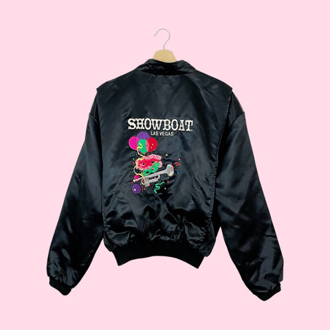 90S SHOWBOAT LAS VEGAS EMBROIDERED SATIN JACKET (L)
