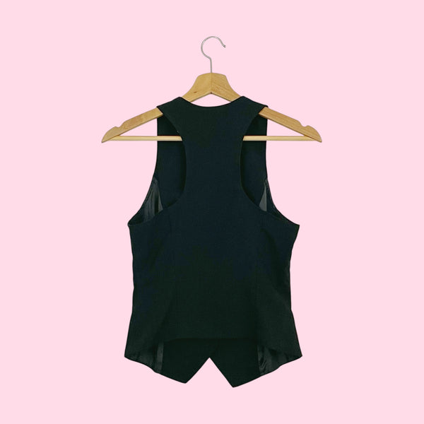 Y2K BLACK CINCHED VEST (S)