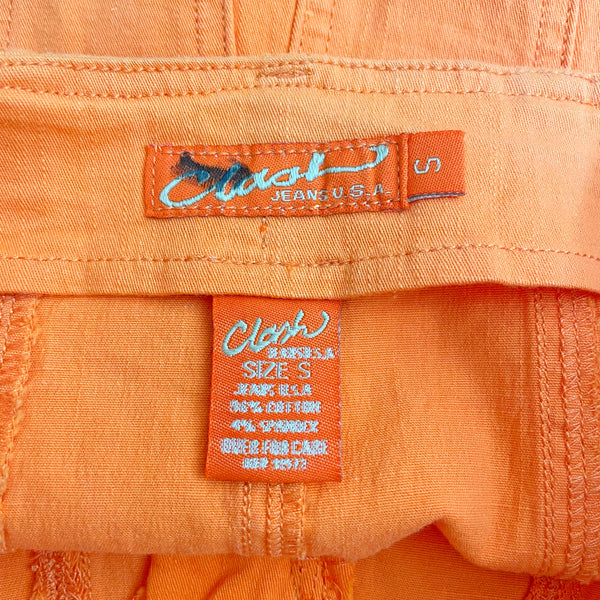 ORANGE PANELED MINI SKIRT W/ BELT (S)