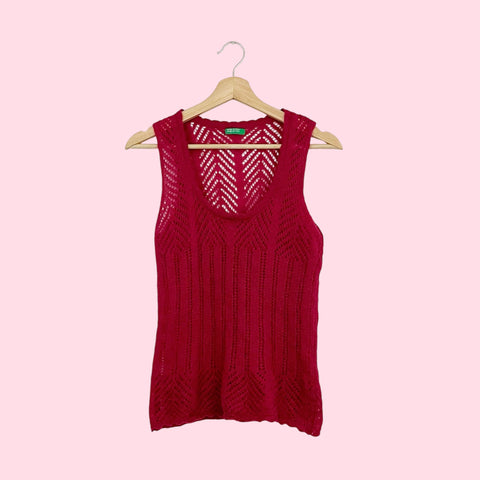 BURGUNDY LOOSE KNIT TANK (S/M)