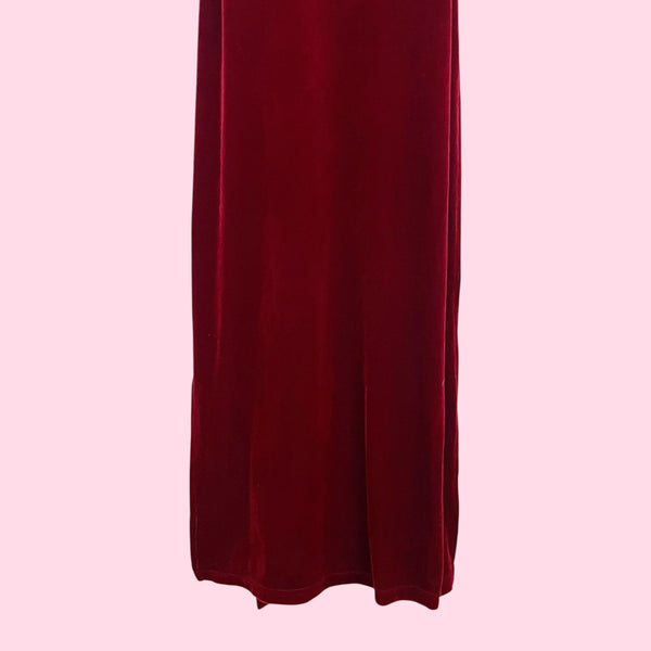 FREDERICK'S RED VELVET MAXI DRESS (XS)