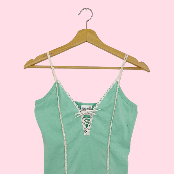 70S MINT LACE UP TANK (S/M)