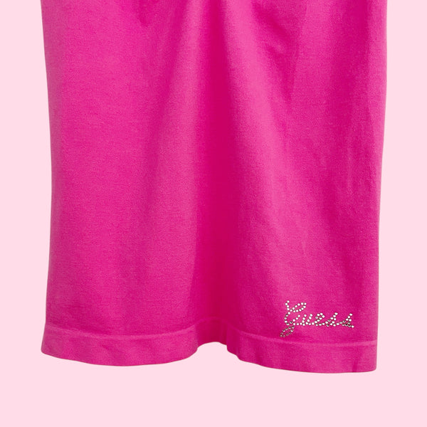 GUESS HOT PINK RHINESTONE TANK (S/M)