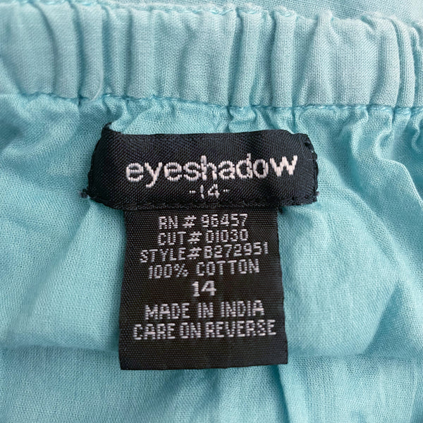 Aqua Cotton Tiered Midi Skirt w/ Sequins (S/M)