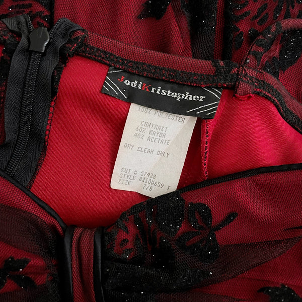 BLACK + RED FLORAL WHIMSYGOTH DRESS (M)