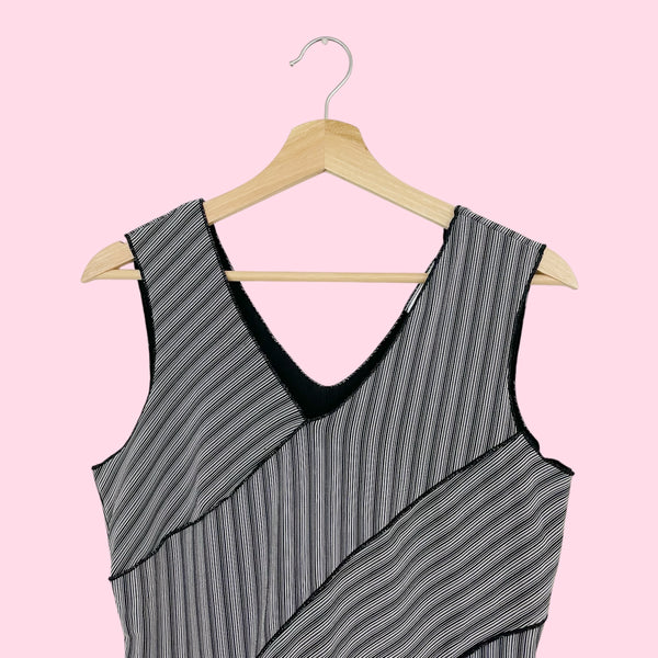 BLACK STRIPED PANELED TANK (M/L)