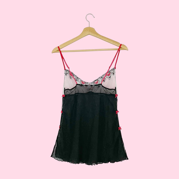 VICTORIA'S SECRET EMBROIDERED MESH BABYDOLL (M)