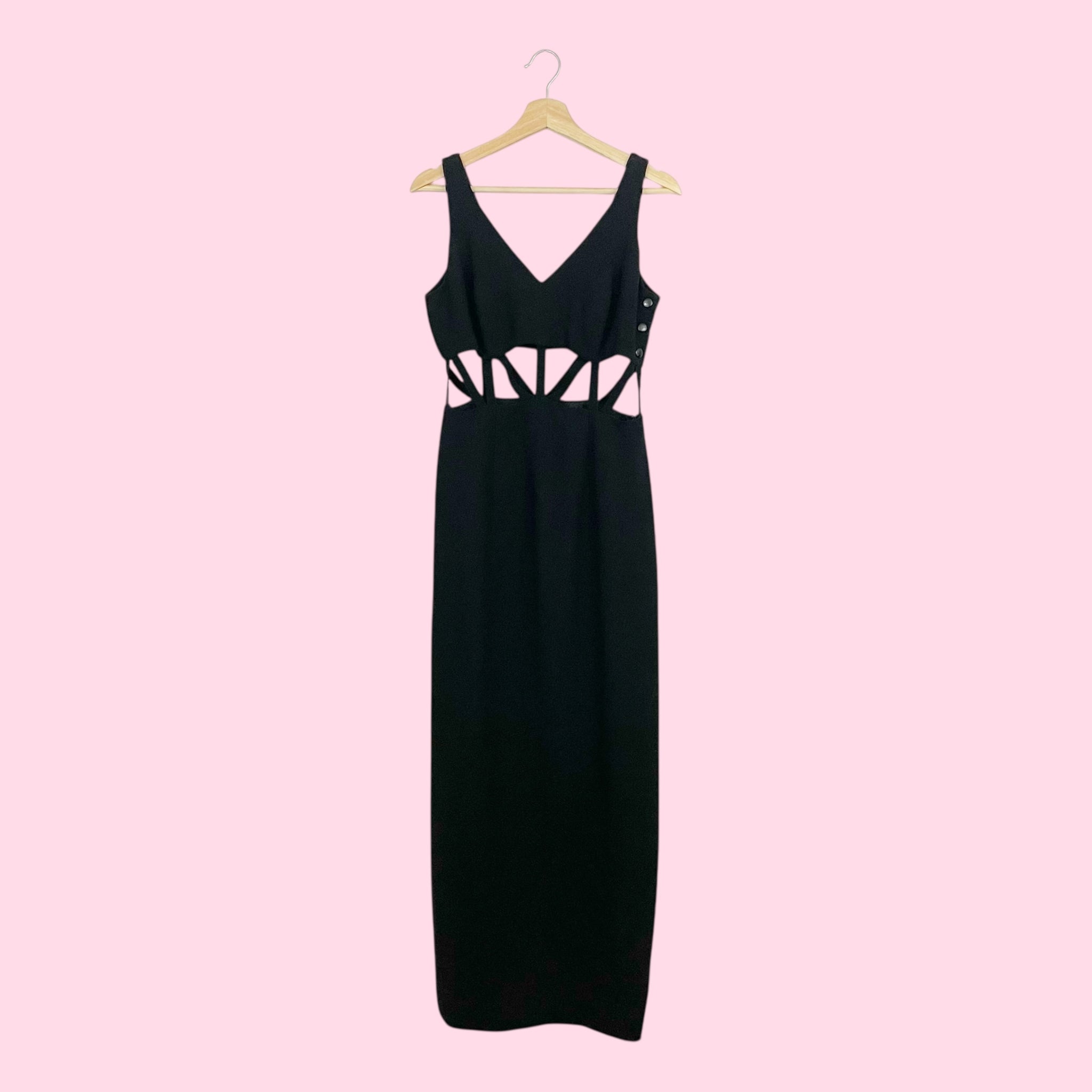 90S BLACK CUT OUT MAXI DRESS (6)