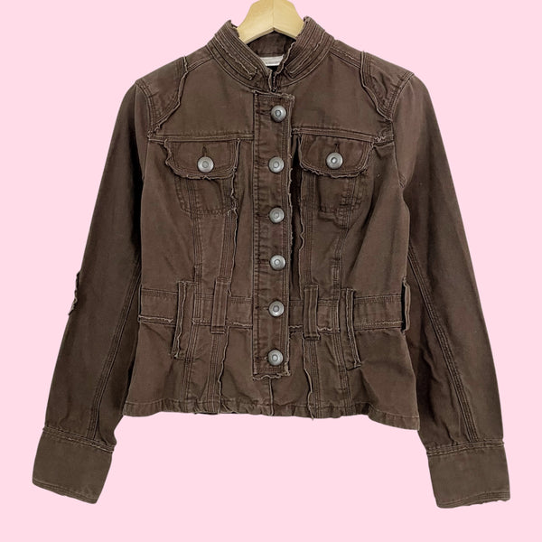 Y2K BROWN UTILITY JACKET (S/M)