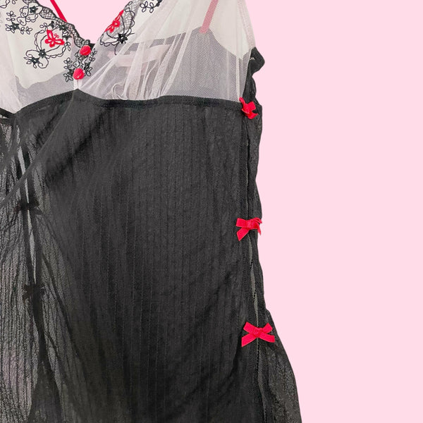 VICTORIA'S SECRET EMBROIDERED MESH BABYDOLL (M)