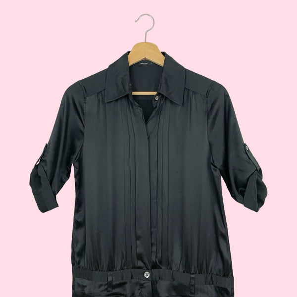 BCBG BLACK SILK ROMPER (S)