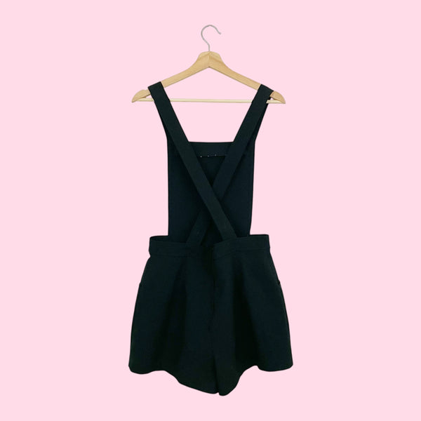 90S XOXO BLACK OVERALL SHORTS (M)