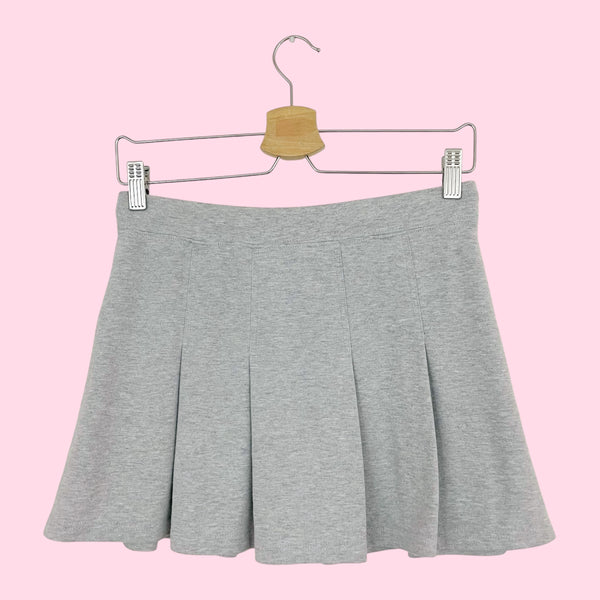 LIGHT GRAY PLEATED MINI SKIRT (M)