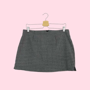 GRAY PLAID MINI SKIRT (L)