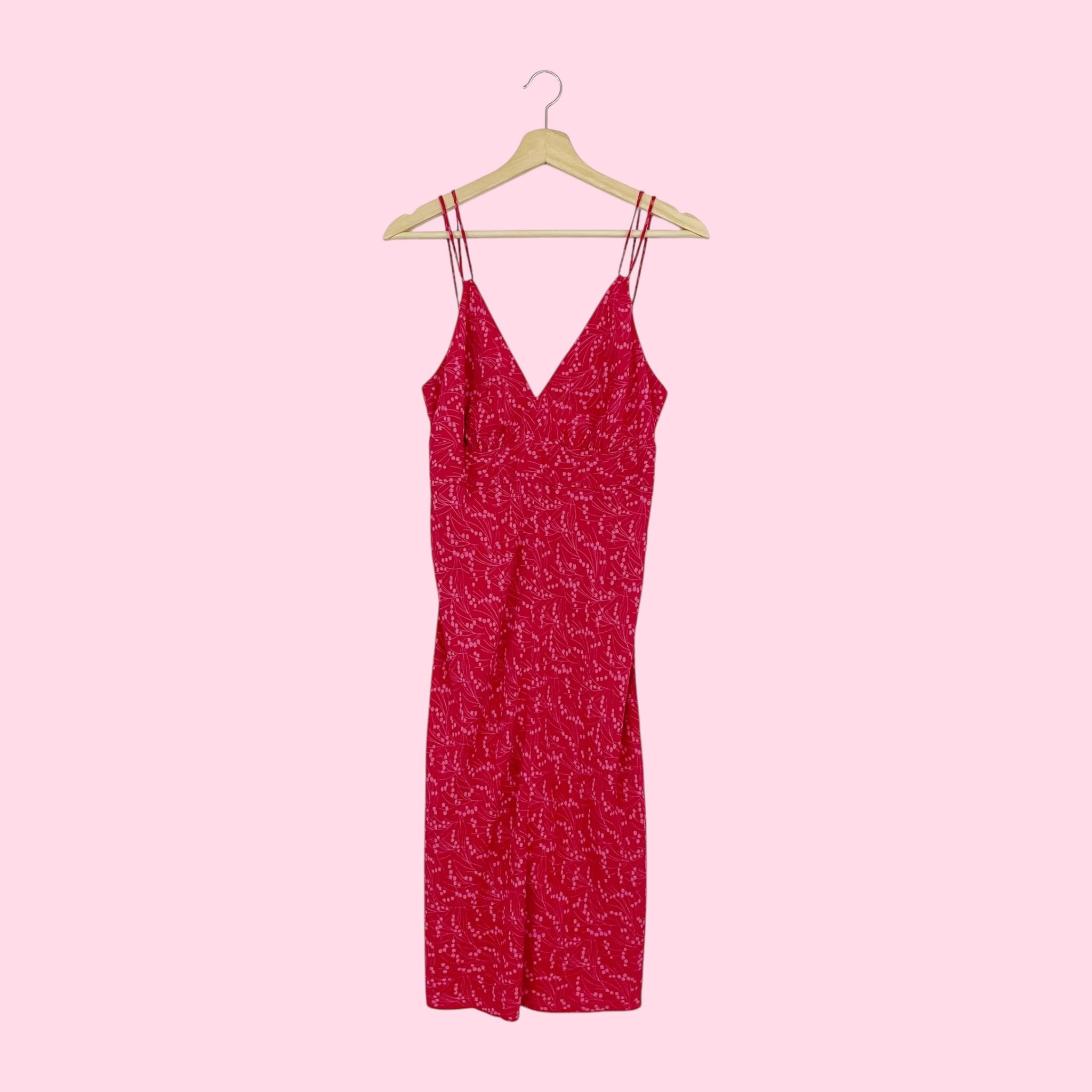 ESPRIT RED + PINK FLORAL MIDI DRESS (6)