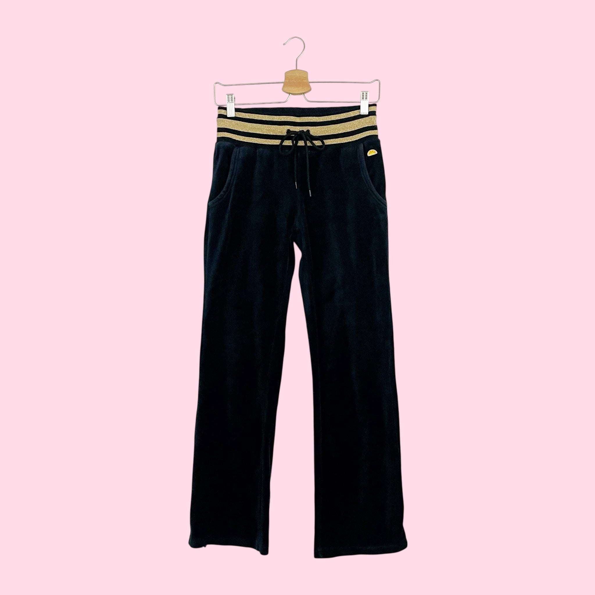 C&C CALIFORNIA BLACK VELOUR TRACK PANTS (XS)