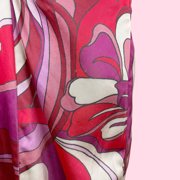PRINTED RUCHED BODYCON MIDI DRESS (S)