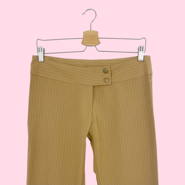TAN PINSTRIPE LOW RISE OFFICE SIREN PANTS (7)