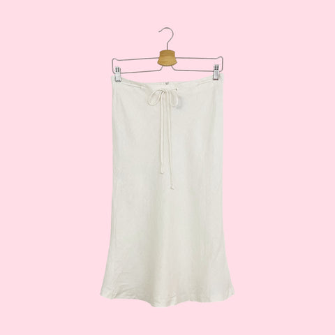 CREAM LINEN MIDI SKIRT (S)